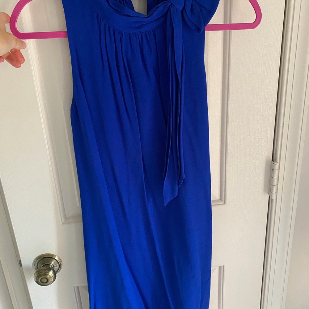 Royal Blue Ann Taylor Sleeveless Tie-Neck Dress
